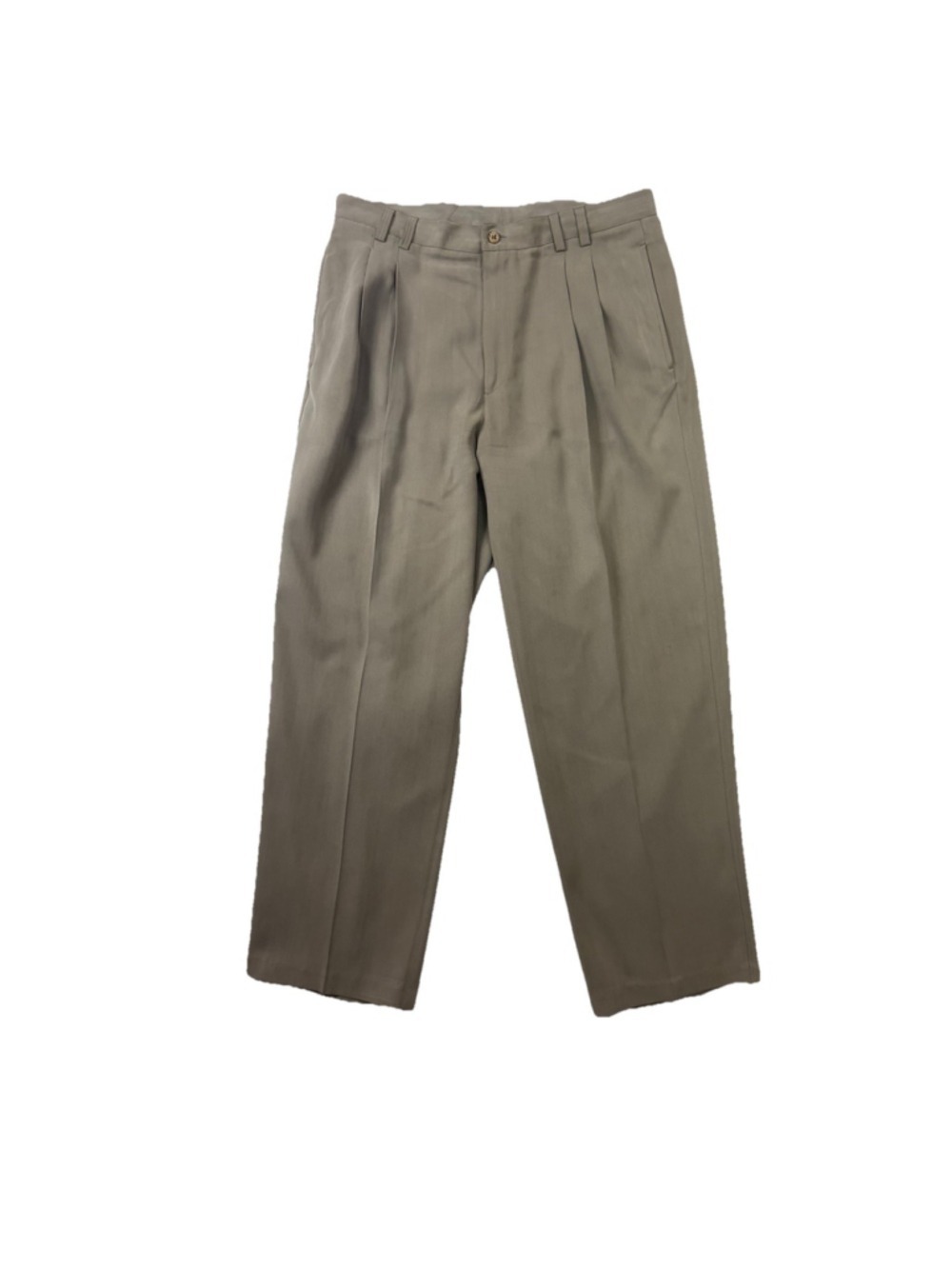 Caribbean Pants Mens 36x30 Beige 100% Silk High Rise Relax Fit Pleated Front